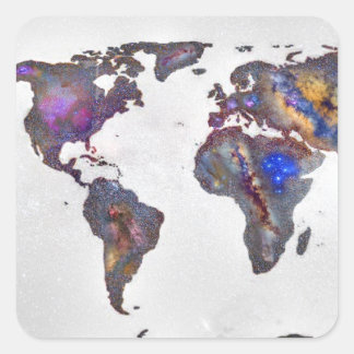 Adesivo Quadrado Stars world map