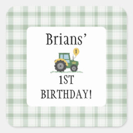 Adesivo Quadrado Start Your Tractor Children Birthd Square Sticker