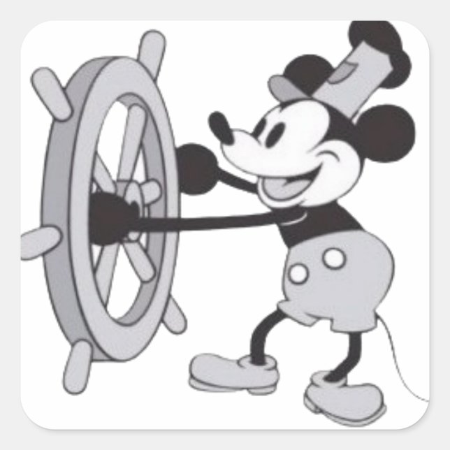 Adesivo Quadrado Steamboat Mickey (Frente)