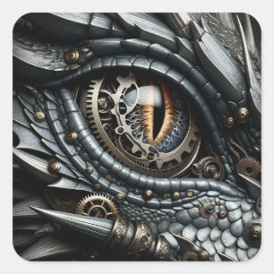 Adesivo Quadrado Steampunk Dragon Olho Fechado Ai Art
