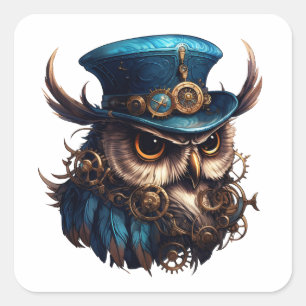 Adesivo Quadrado Steampunk Owl