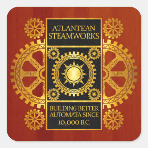 Adesivo Quadrado Steamworks Atlantean - ouro & couro na madeira