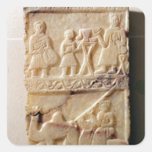 Adesivo Quadrado Stela funerário, de Yemen