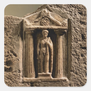Adesivo Quadrado Stele votiva do mármore e do arenito com figu