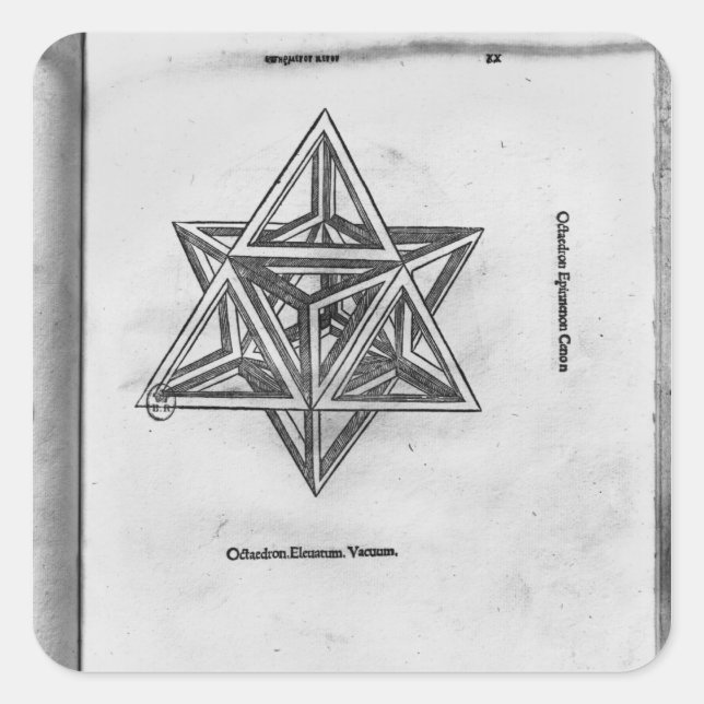 Adesivo Quadrado Stella octangula, de "De Divina Proportione" (Frente)