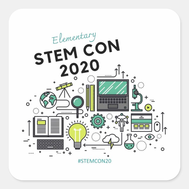 Adesivo Quadrado STEM CON 2020 Sticker 2 (Frente)