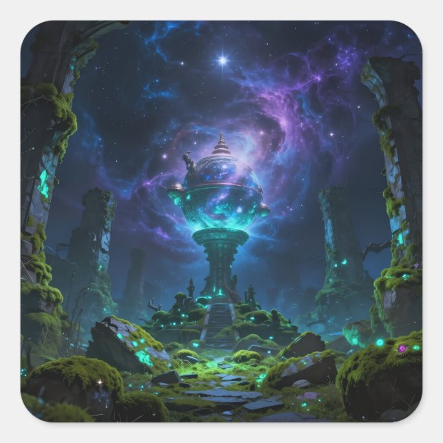 Adesivo Quadrado Sternenpfad – Reise durch das Universum (Frente)