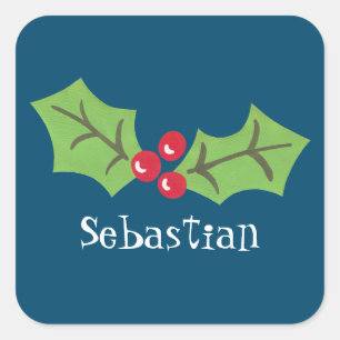 Adesivo Quadrado Sti Personalizado da Praça de Natal Holly & Berri