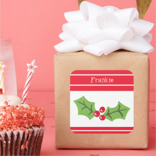 Adesivo Quadrado Stic da Praça de Natal Personalizada Holly & Berr