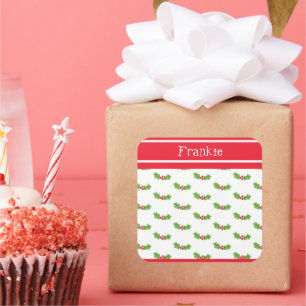 Adesivo Quadrado Stic da Praça de Natal Personalizada Holly & Berri