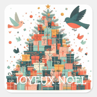 Adesivo Quadrado Sticker arbre de noël - personnalisation du texte