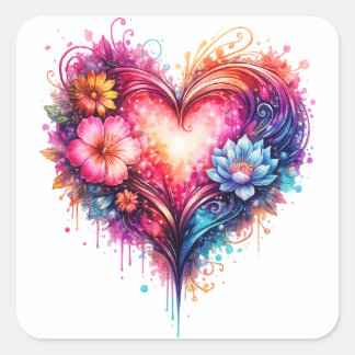 Adesivo Quadrado sticker Autocollant carré coeur coloré
