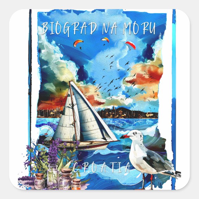 Adesivo Quadrado Sticker - Biograd na Moru (Frente)