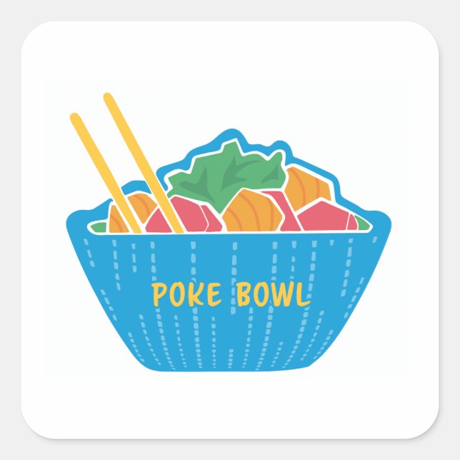 Adesivo Quadrado Sticker Blue Poke Bowl (Frente)