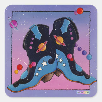 Adesivo Quadrado Sticker - Boots do Cowboy Meia-Noite