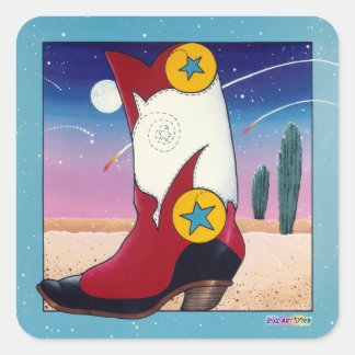 Adesivo Quadrado Sticker - Boots do Cowboy, Todos Vestidos