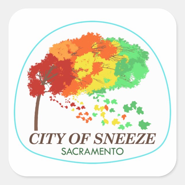 Adesivo Quadrado Sticker "City of Sneeze" de Sacramento (Frente)