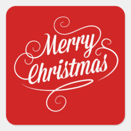 Adesivo Quadrado Sticker com feliz texto de Natal feliz