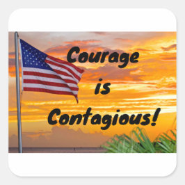 Adesivo Quadrado Sticker "Courage is Contagion" Bandeira Americana