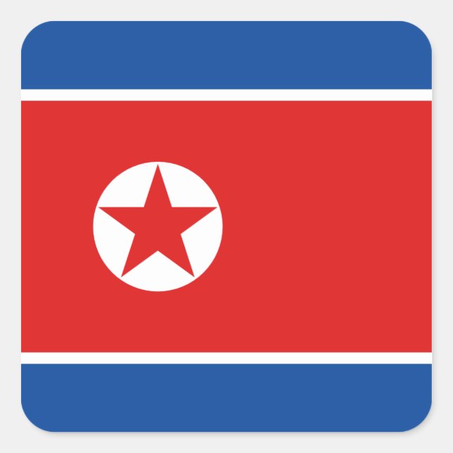 Adesivo Quadrado Sticker da Coreia do Norte (Frente)