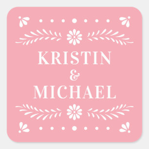 Adesivo Quadrado Sticker de Casamento do Estilo Papel Picado
