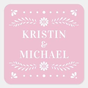 Adesivo Quadrado Sticker de Casamento do Estilo Papel Picado