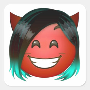 Adesivo Quadrado : Sticker de Emoji do Diabo Divertido