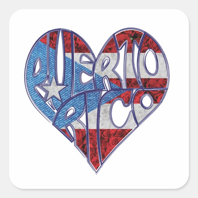 Adesivo Quadrado Sticker de Sinalizador de Porto Rico (Frente)