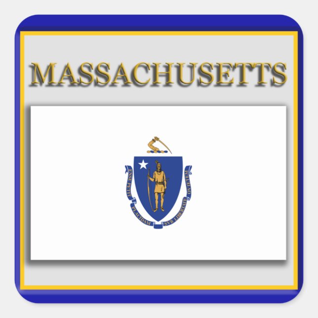 Adesivo Quadrado Sticker Design do Estado de Massachusetts (Frente)