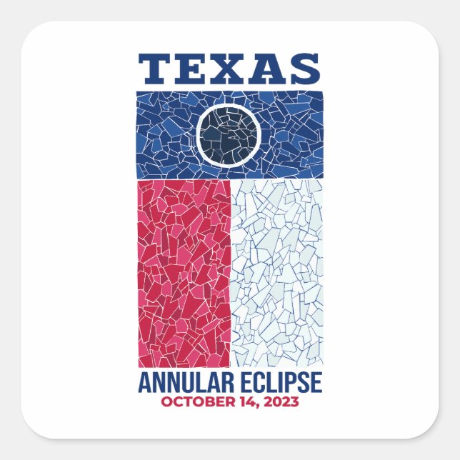 Adesivo Quadrado Sticker Esquadrado Eclipse Anular do Texas (Frente)