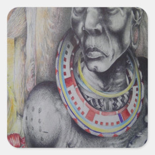 Adesivo Quadrado Sticker Hakuna Matata Quadrado com Leões - Masai