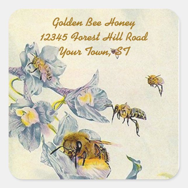 Adesivo Quadrado Sticker Honey Beers Morning Glory Flowers (Frente)