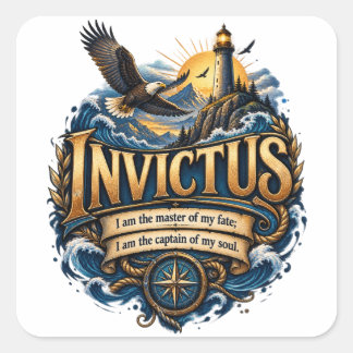Adesivo Quadrado Sticker Invictus Mestre do Meu Destino