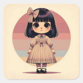 Adesivo Quadrado Sticker “Léonie - La Petite Muse Rétro