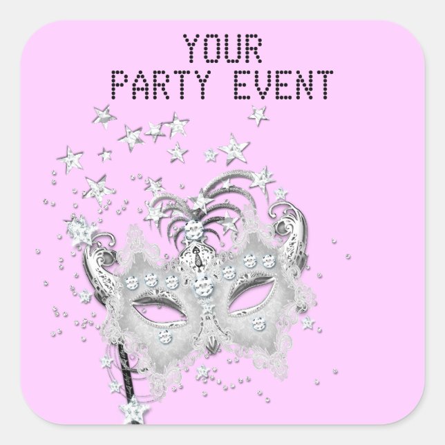 Adesivo Quadrado Sticker MASK Silver Party Escolher Fundo (Frente)