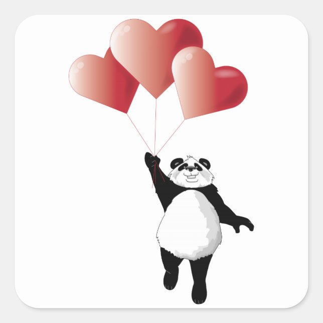 Adesivo Quadrado Sticker Panda e Balões (Frente)