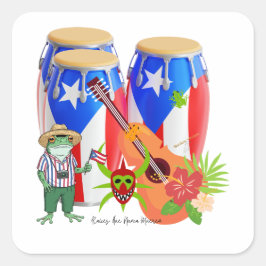 Adesivo Quadrado Sticker - Puerto Rican Cultural Design