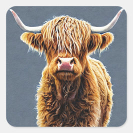 Adesivo Quadrado Sticker Quadrado de Vaca Highland