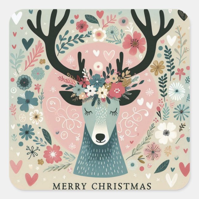 Adesivo Quadrado Sticker “Renne de Noël“ (Frente)