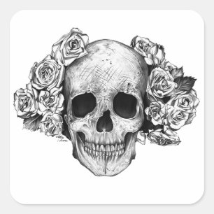Adesivo Quadrado Sticker skull