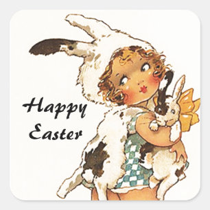 Adesivo Quadrado Sticker Vintage - Fato De Páscoa Antiquado