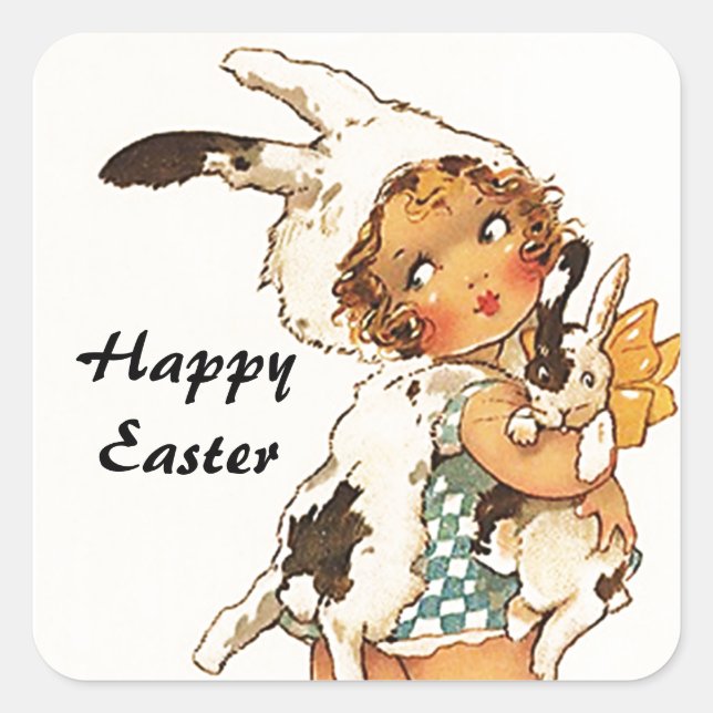 Adesivo Quadrado Sticker Vintage - Fato De Páscoa Antiquado (Frente)