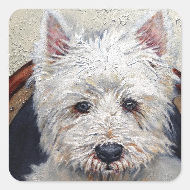 Adesivo Quadrado Sticker West Highland Terrier (Frente)