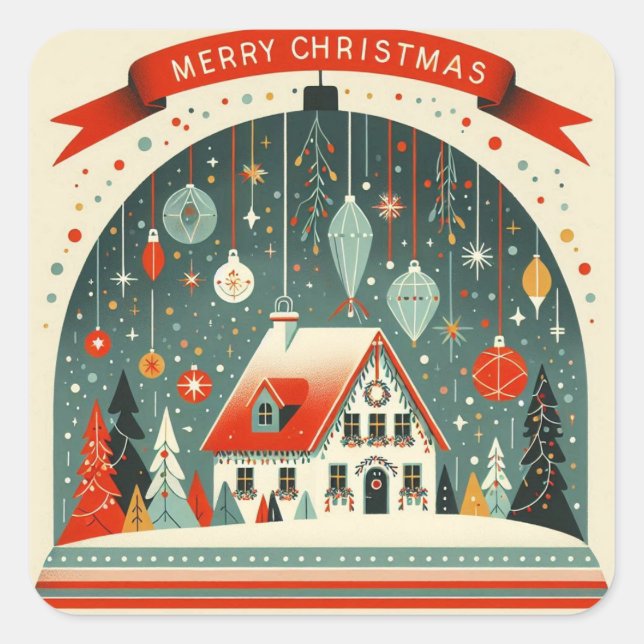Adesivo Quadrado Stickers carrés de Noël (Frente)