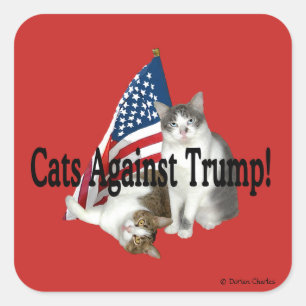 Adesivo Quadrado Stickers "Cats Against Trump"