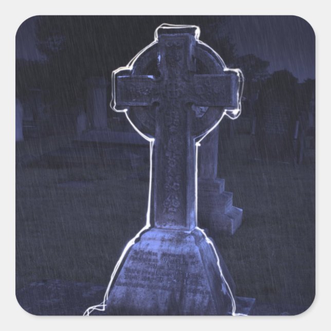 Adesivo Quadrado Stickers Cross Gravestone (Frente)