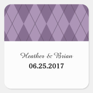 Adesivo Quadrado Stickers de Casamento de Argyle Roxo