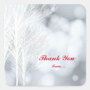 Adesivo Quadrado Stickers do Feriado das Árvores Brancas de inverno