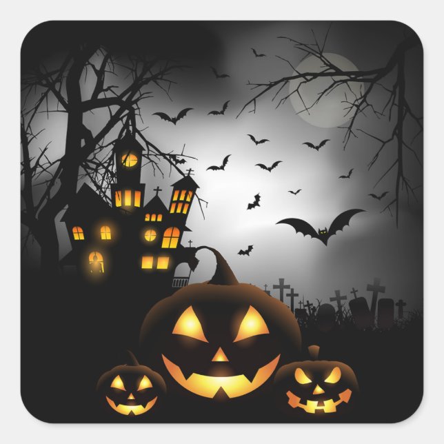 Adesivo Quadrado Stickers Halloween (Frente)