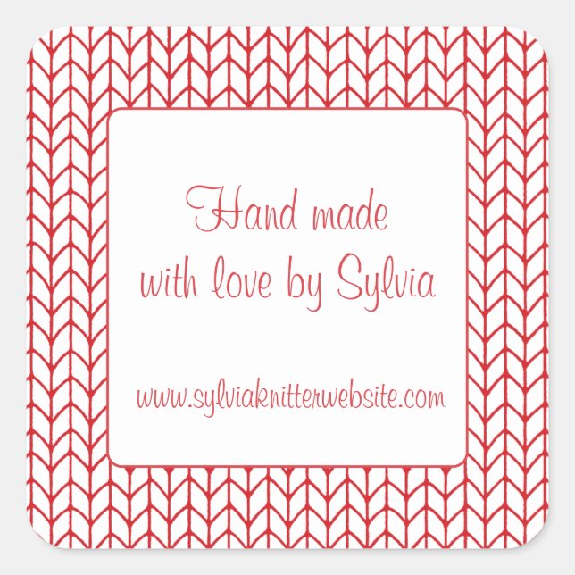 Adesivo Quadrado Stickers "Mão Feita" Quadrados do KNIT de LINHA VE (Frente)